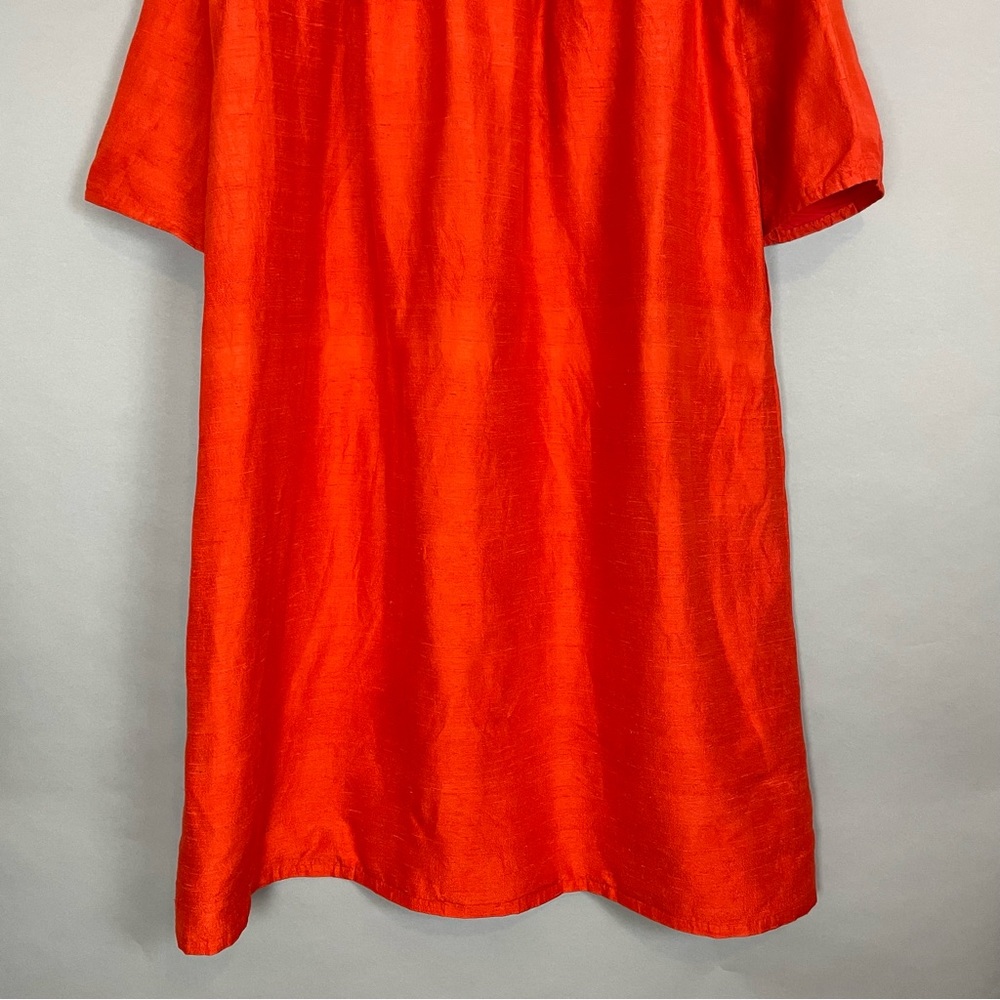 Vintage Caftan Dress Maxi Women‎ Kaftan Muumuu Elephants Reddish Orange Zip-Up - Picture 6 of 15
